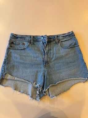 Abercrombie & Fitch Light Blue Denim Cutoff Shorts with Frayed Hem, Curve Love